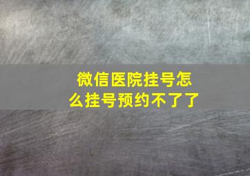 微信医院挂号怎么挂号预约不了了