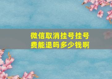 微信取消挂号挂号费能退吗多少钱啊