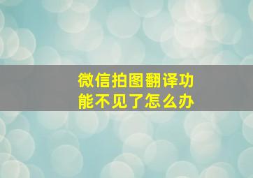 微信拍图翻译功能不见了怎么办