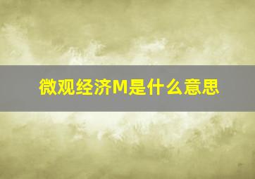 微观经济M是什么意思