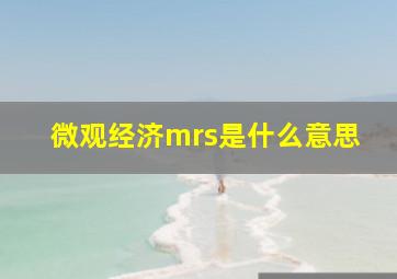 微观经济mrs是什么意思