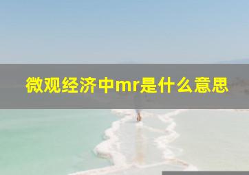 微观经济中mr是什么意思