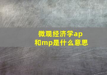 微观经济学ap和mp是什么意思