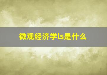 微观经济学ls是什么