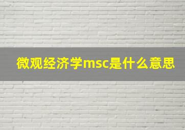 微观经济学msc是什么意思