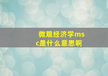 微观经济学msc是什么意思啊