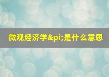 微观经济学π是什么意思