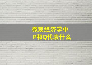 微观经济学中P和Q代表什么