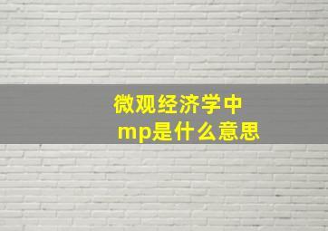 微观经济学中mp是什么意思