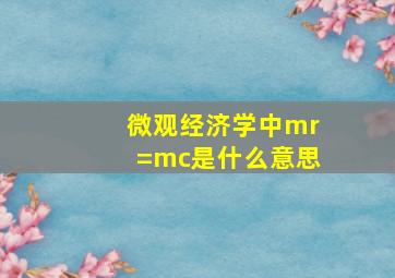 微观经济学中mr=mc是什么意思