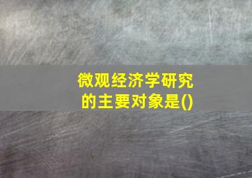 微观经济学研究的主要对象是()