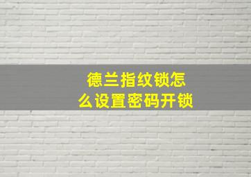 德兰指纹锁怎么设置密码开锁