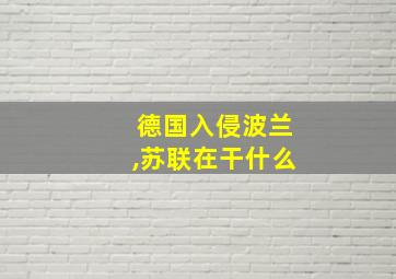 德国入侵波兰,苏联在干什么