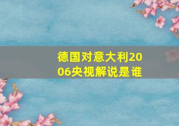 德国对意大利2006央视解说是谁