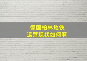 德国柏林地铁运营现状如何啊