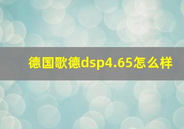 德国歌德dsp4.65怎么样