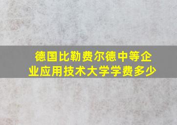 德国比勒费尔德中等企业应用技术大学学费多少