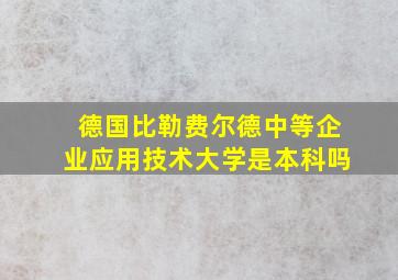 德国比勒费尔德中等企业应用技术大学是本科吗