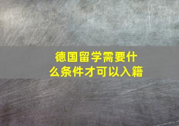 德国留学需要什么条件才可以入籍