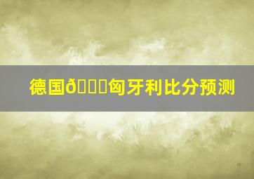 德国🆚匈牙利比分预测