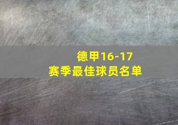 德甲16-17赛季最佳球员名单