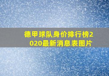 德甲球队身价排行榜2020最新消息表图片