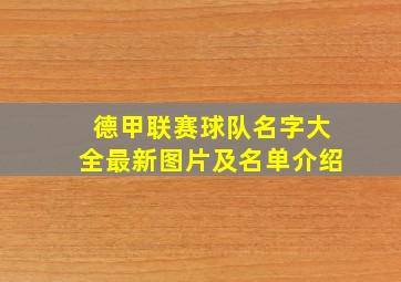 德甲联赛球队名字大全最新图片及名单介绍