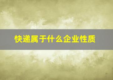 快递属于什么企业性质