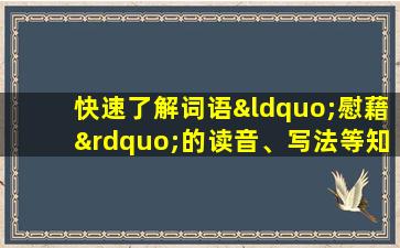 快速了解词语“慰藉”的读音、写法等知识点