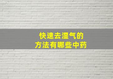 快速去湿气的方法有哪些中药