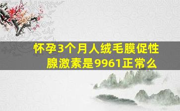 怀孕3个月人绒毛膜促性腺激素是9961正常么