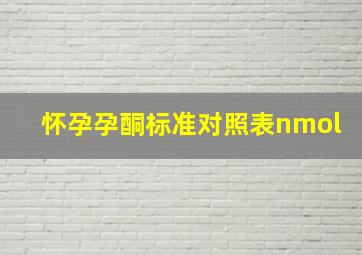 怀孕孕酮标准对照表nmol