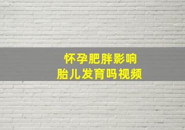 怀孕肥胖影响胎儿发育吗视频