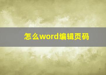 怎么word编辑页码