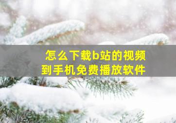 怎么下载b站的视频到手机免费播放软件