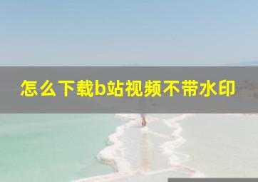 怎么下载b站视频不带水印