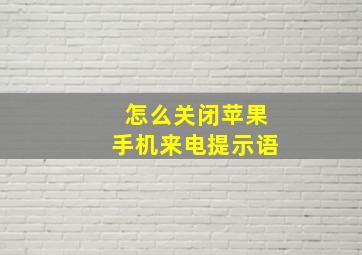 怎么关闭苹果手机来电提示语