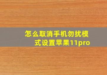 怎么取消手机勿扰模式设置苹果11pro