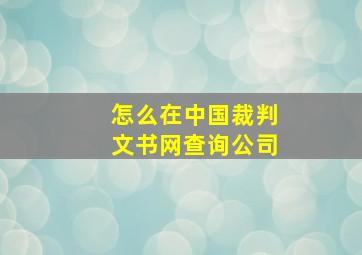 怎么在中国裁判文书网查询公司