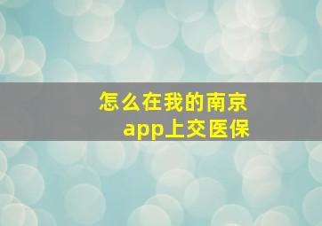 怎么在我的南京app上交医保