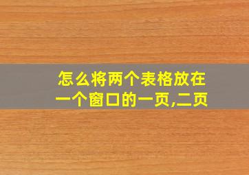 怎么将两个表格放在一个窗口的一页,二页