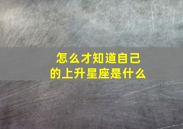 怎么才知道自己的上升星座是什么