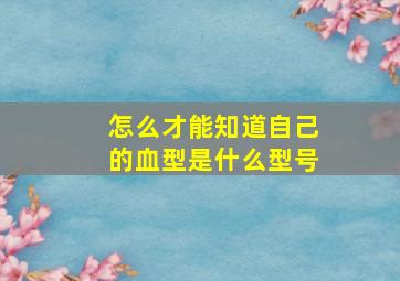 怎么才能知道自己的血型是什么型号