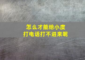 怎么才能给小度打电话打不进来呢