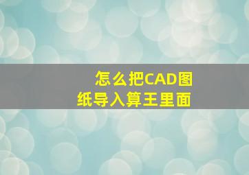 怎么把CAD图纸导入算王里面