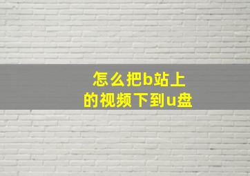 怎么把b站上的视频下到u盘