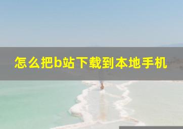 怎么把b站下载到本地手机