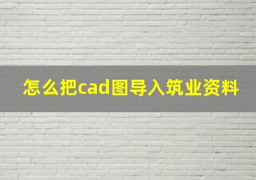 怎么把cad图导入筑业资料