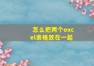 怎么把两个excel表格放在一起