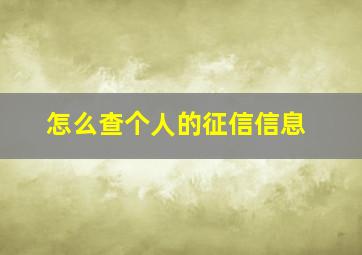 怎么查个人的征信信息